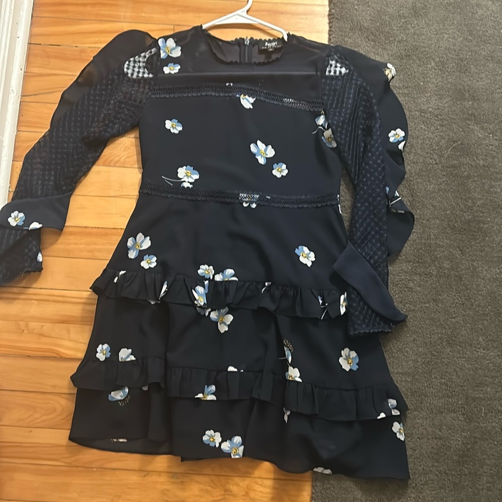 Bardot Junior Navy floral dress long sleeve